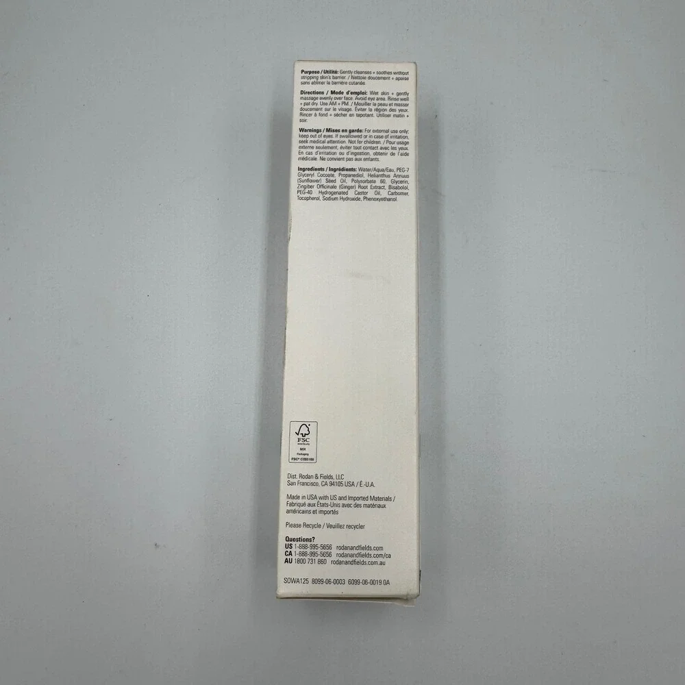 Rodan + Fields Soothe Calming Gel Cleanser 125ml White Step‎ 1 Sensitive New